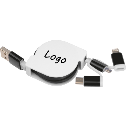 USB 3-in-1 Ladekabel, aufrollbar